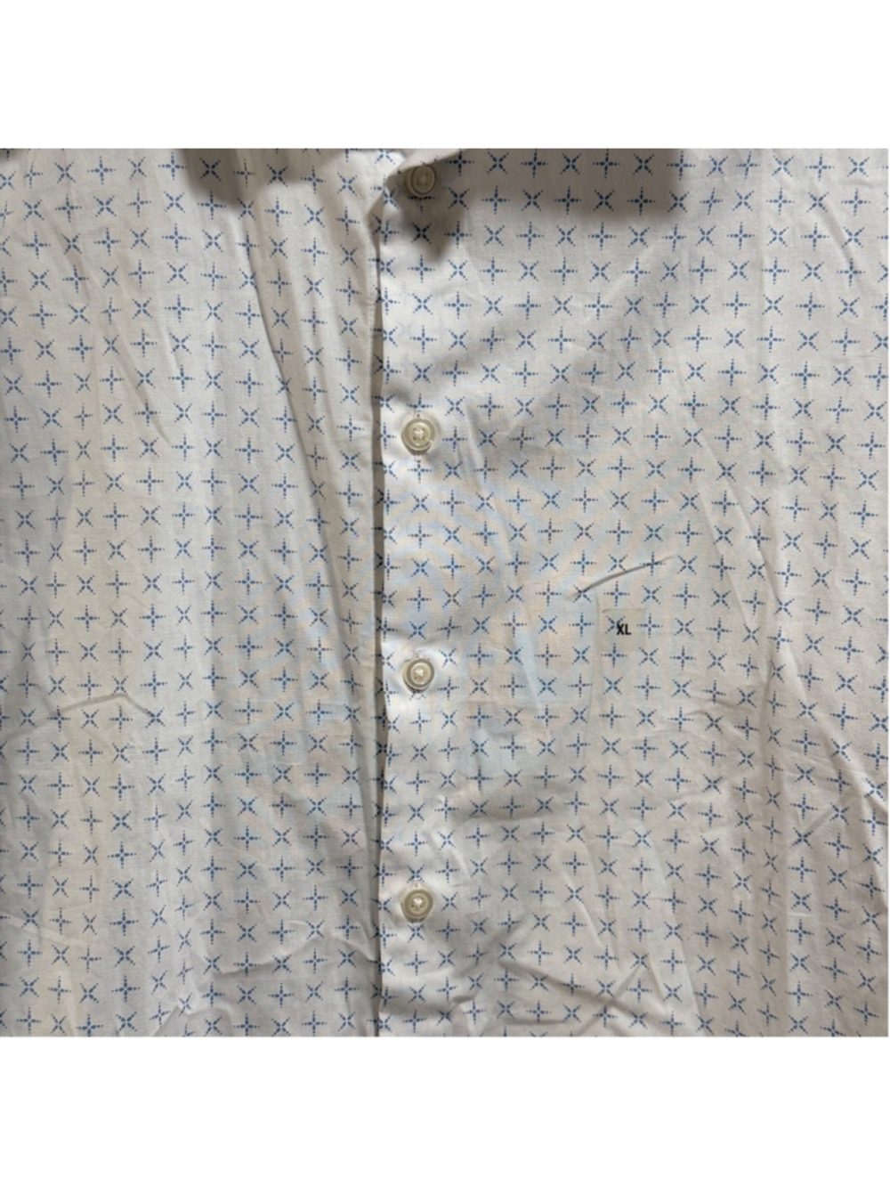 Express Men's White and Blue Patterned Slim Button Down Shirt Size XL - Picture 2 of 8
